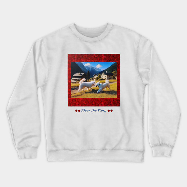 Wear the Story – Hmong Red Frame & Village Companions Crewneck Sweatshirt by Pimcolle