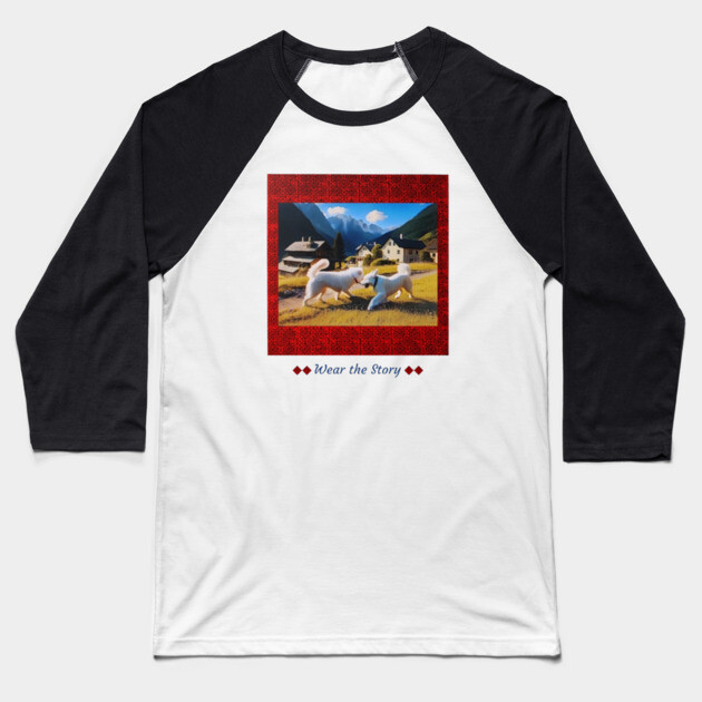 Wear the Story – Hmong Red Frame & Village Companions Baseball T-Shirt by Pimcolle