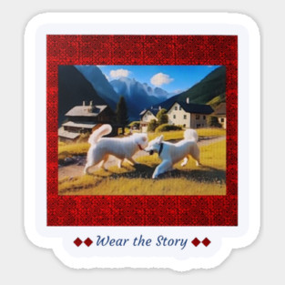 Wear the Story – Hmong Red Frame & Village Companions Sticker