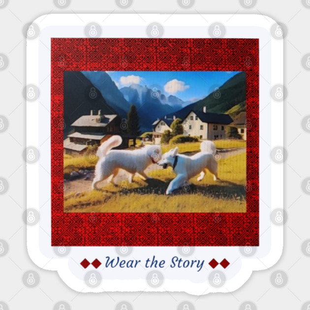 Wear the Story – Hmong Red Frame & Village Companions Sticker by Pimcolle