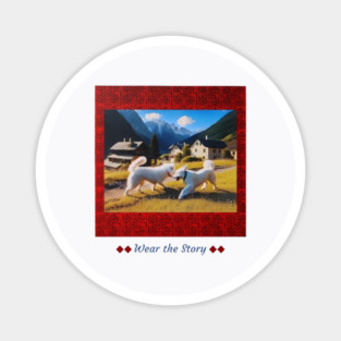 Wear the Story – Hmong Red Frame & Village Companions Magnet