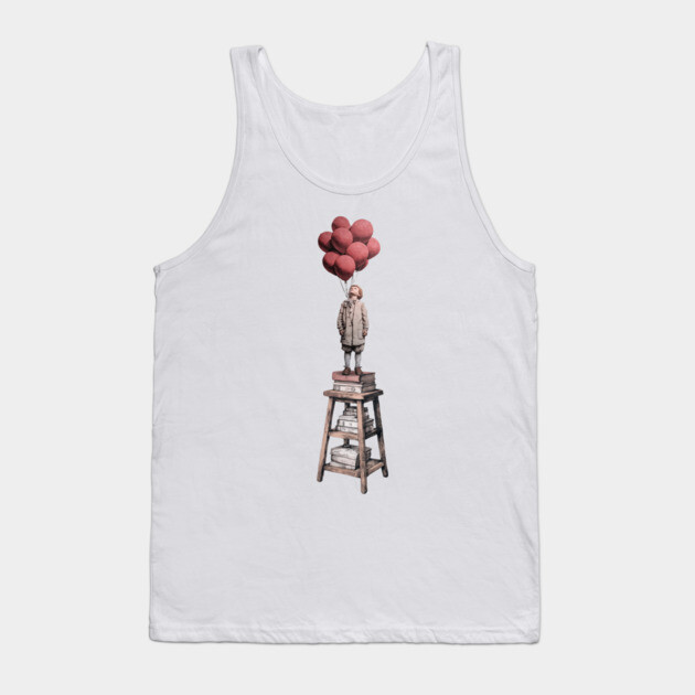 Dream Higher - Surreal Balloon Boy Art Tank Top by TuncGK
