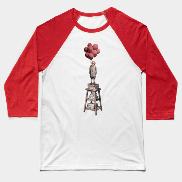Dream Higher - Surreal Balloon Boy Art Baseball T-Shirt by TuncGK
