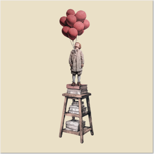 Dream Higher - Surreal Balloon Boy Art Wall Art by TuncGK