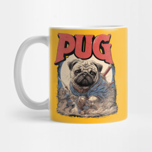 Epic Pug Warrior Crushing Enemies - Fantasy Dog Art Mug