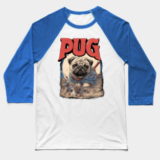 Epic Pug Warrior Crushing Enemies - Fantasy Dog Art Baseball T-Shirt