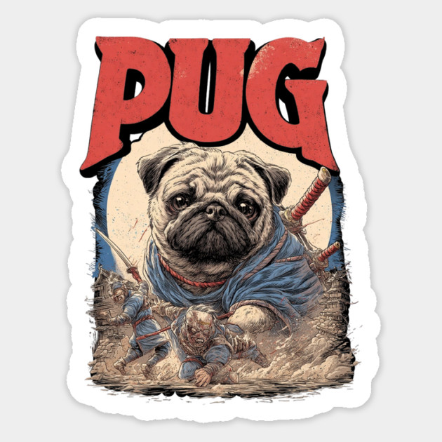 Epic Pug Warrior Crushing Enemies - Fantasy Dog Art Magnet by TuncGK