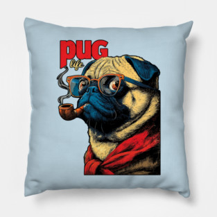 Pug Life - Sailor Captain Pug with Pipe Pillow