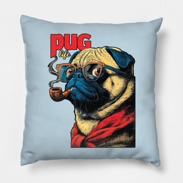 Pug Life - Sailor Captain Pug with Pipe Pillow by TuncGK