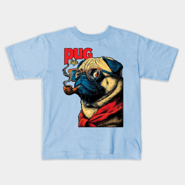 Pug Life - Sailor Captain Pug with Pipe Kids T-Shirt by TuncGK