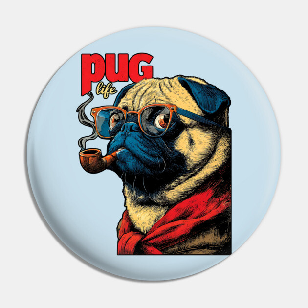 Pug Life - Sailor Captain Pug with Pipe Pin by TuncGK