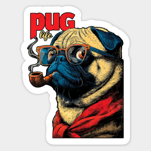Pug Life - Sailor Captain Pug with Pipe Magnet by TuncGK