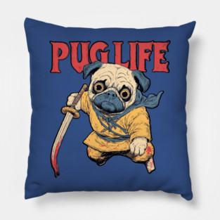 Pug Life Warrior - Anime Style Fighter Pug Pillow