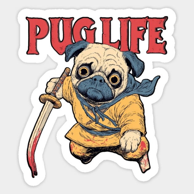 Pug Life Warrior - Anime Style Fighter Pug Magnet by TuncGK