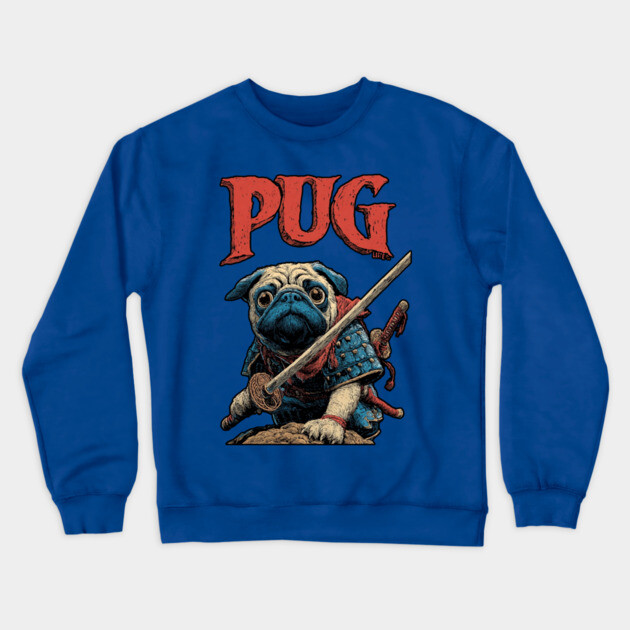 Pug Samurai - Honorable Warrior Dog Crewneck Sweatshirt by TuncGK