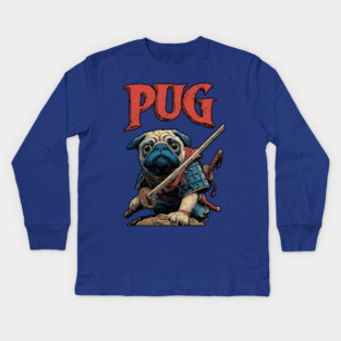Pug Samurai - Honorable Warrior Dog Kids Long Sleeve T-Shirt