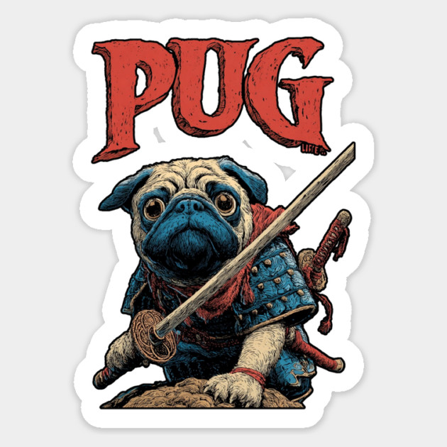 Pug Samurai - Honorable Warrior Dog Magnet by TuncGK