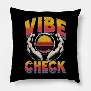 Vibe Check - Retro 80s Sunset Aesthetic Meme Pillow