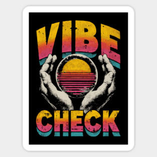 Vibe Check - Retro 80s Sunset Aesthetic Meme Sticker
