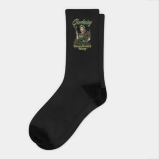 Gardening Because Murder Is Wrong – Retro Weed Plant Queen Socks