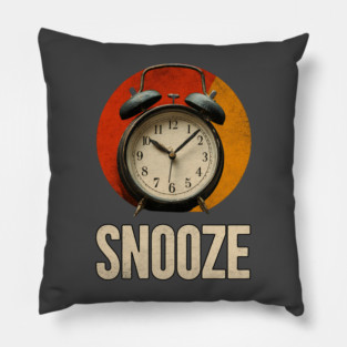 Snooze Button Champion - Retro Alarm Clock Design Pillow