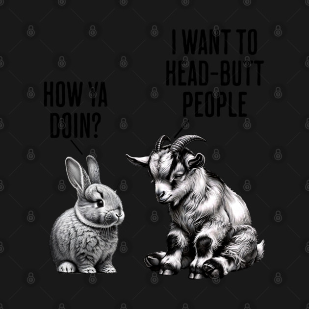 Cute bunny, feral goat kid "How ya doin?" "I want to head-butt people" by Luxinda