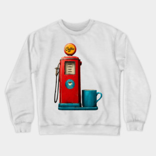 Coffee Stop - Vintage Gas Pump Caffeine Station Crewneck Sweatshirt