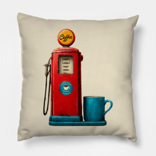 Coffee Stop - Vintage Gas Pump Caffeine Station Pillow