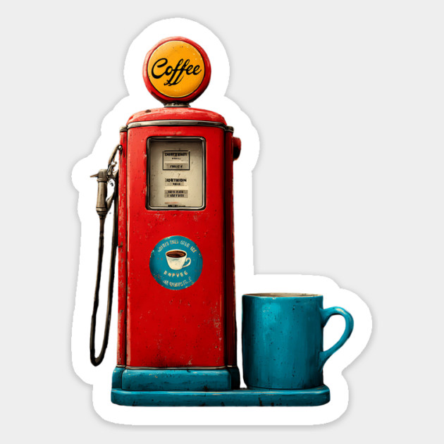 Coffee Stop - Vintage Gas Pump Caffeine Station Magnet by TuncGK