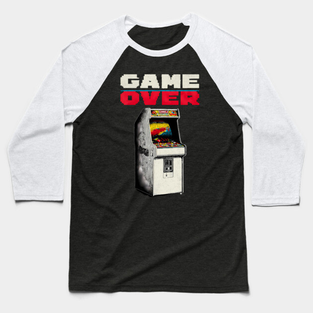 Game Over - Retro Arcade Cabinet Classic Gaming Baseball T-Shirt by TuncGK