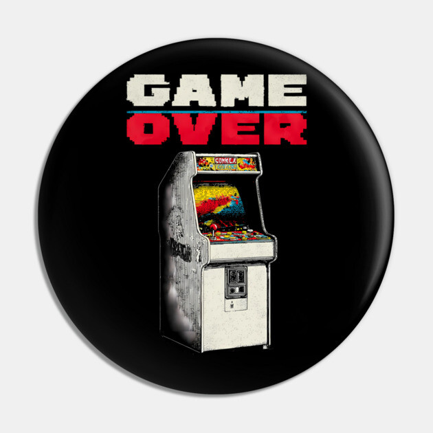 Game Over - Retro Arcade Cabinet Classic Gaming Pin by TuncGK