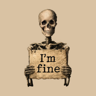 I'm Fine - Dark Humor Skeleton Meme T-Shirt