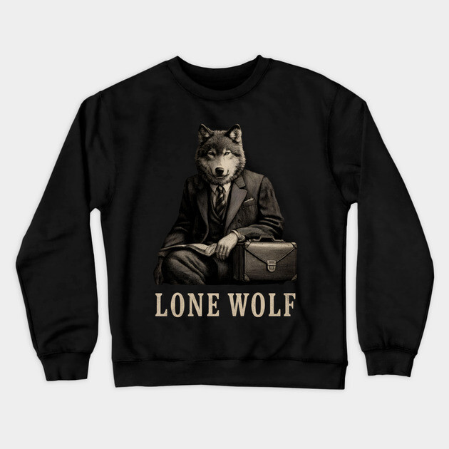Lone Wolf Businessman - Corporate Alpha Mindset Crewneck Sweatshirt by TuncGK