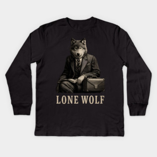 Lone Wolf Businessman - Corporate Alpha Mindset Kids Long Sleeve T-Shirt