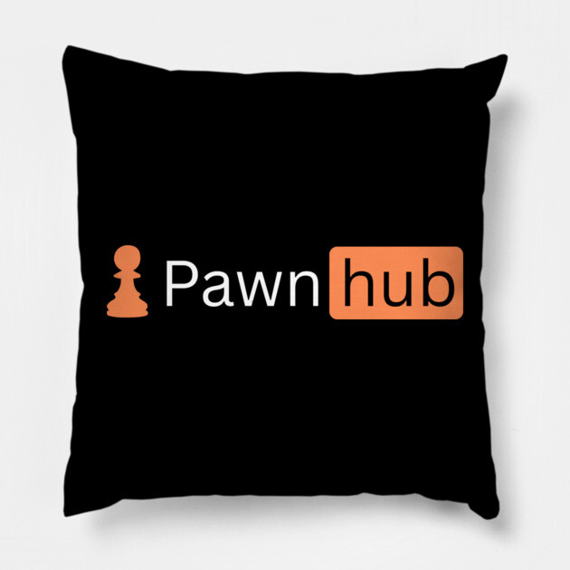 Pawnhub - Chess Parody Logo Design Pillow by TuncGK