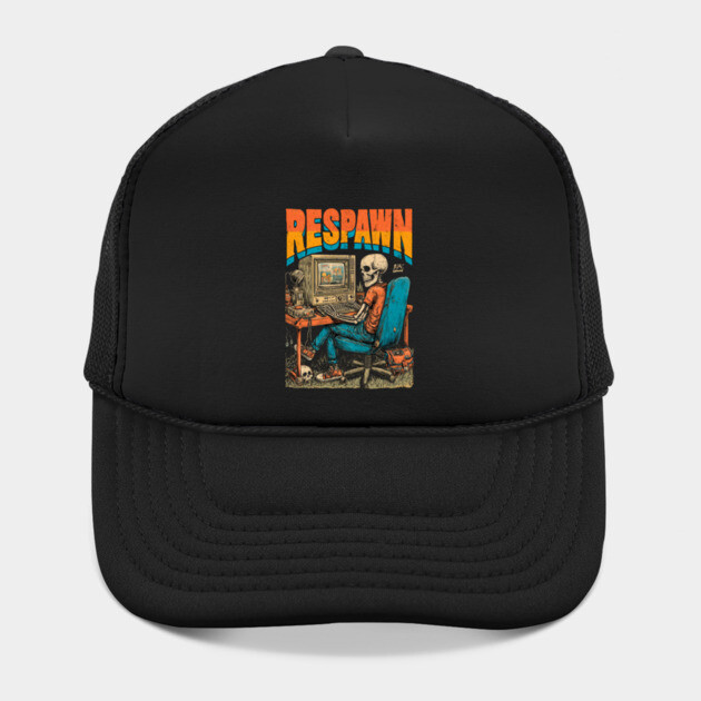 Respawn - Retro Computer Gamer Skeleton Design by TuncGK