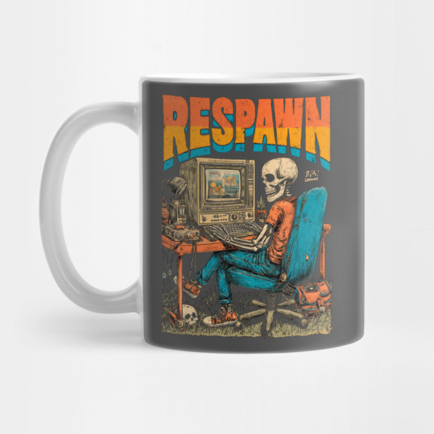 Respawn - Retro Computer Gamer Skeleton Design by TuncGK