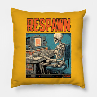 Respawn Skeleton Gamer - Dark Gaming Afterlife Pillow
