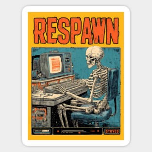 Respawn Skeleton Gamer - Dark Gaming Afterlife Sticker