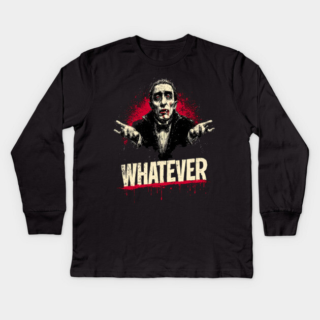 Whatever Dracula - Gothic Vampire Apathy Design Kids Long Sleeve T-Shirt by TuncGK