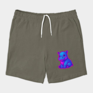 Cute Baby Hippo – Neon Blue and Pink Aesthetic Shorts
