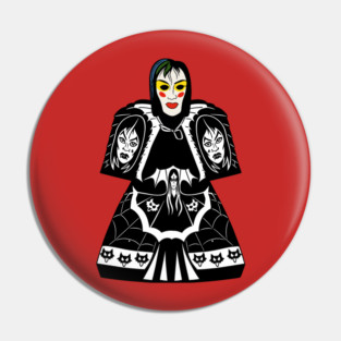 Vintage Vampire Girl Halloween Costume & Mask Pin