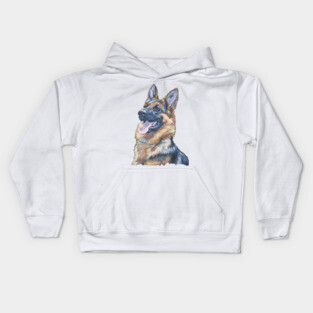 German Shepherd Fine Art Painting Kids Hoodie