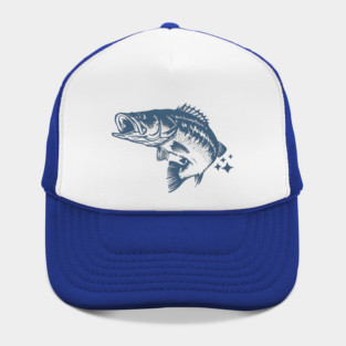 Retro Blue Bass Fish Illustration Hat
