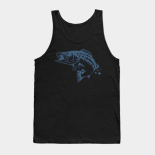 Retro Blue Bass Fish Illustration Tank Top