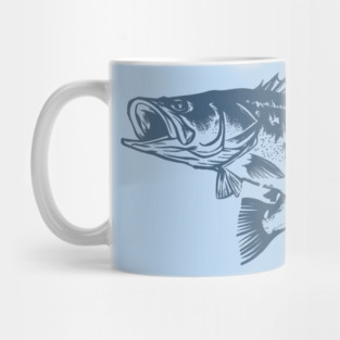 Retro Blue Bass Fish Illustration Mug