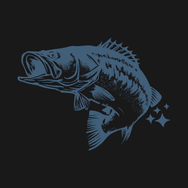 Retro Blue Bass Fish Illustration by DonWillisJrArt