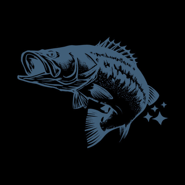 Retro Blue Bass Fish Illustration by DonWillisJrArt