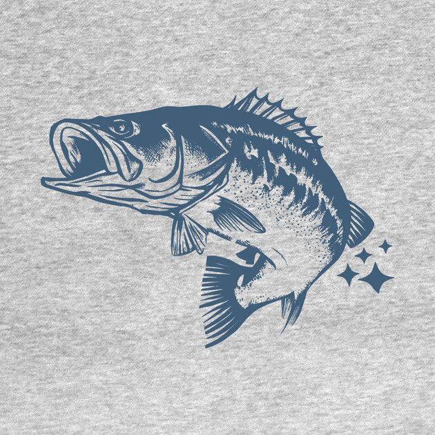 Retro Blue Bass Fish Illustration by DonWillisJrArt