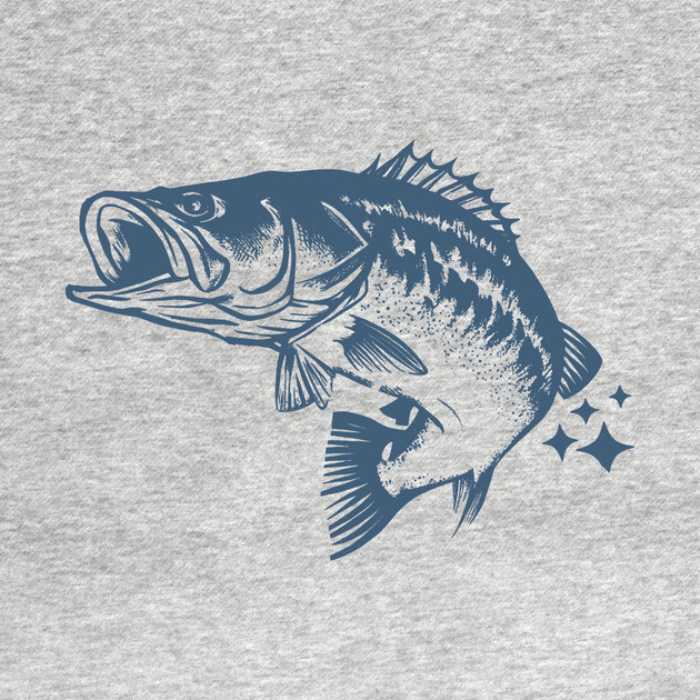 Retro Blue Bass Fish Illustration by DonWillisJrArt